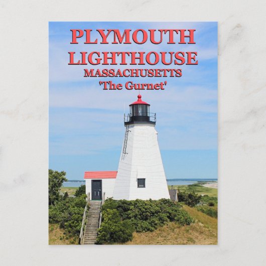 Plymouth Lighthouse, "The Gurnet", MA Briefkaart (Voorkant)