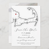 Plymouth MA Cape Cod kaart zwart-wit bruiloft (Voorkant / Achterkant)