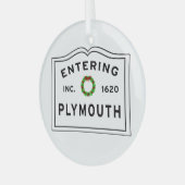Plymouth, MA Holiday Wreater Keramisch Ornament (Voorkant links)