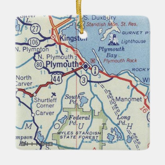 Plymouth MA  Kaart Keramisch Ornament (Voorkant)