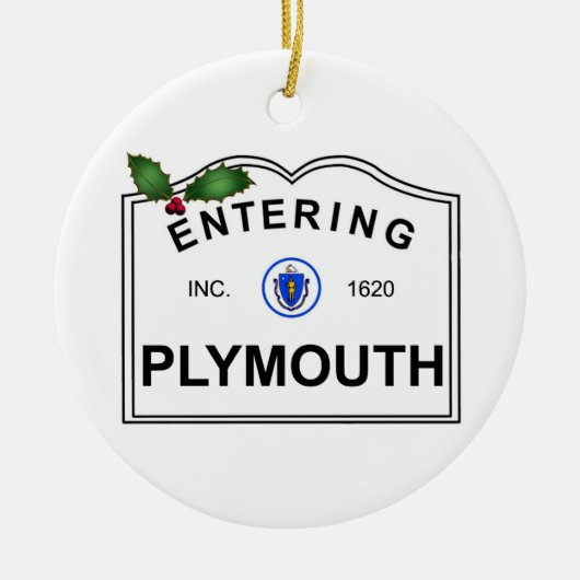 Plymouth MA Keramisch Ornament (Voorkant)