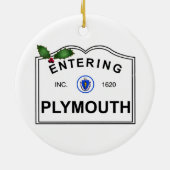 Plymouth MA Keramisch Ornament (Achterkant)