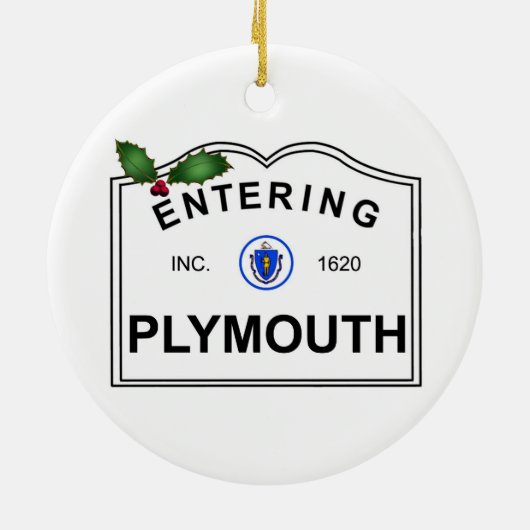 Plymouth MA Keramisch Ornament (Achterkant)