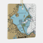 Plymouth MA Nautical Chart Keramisch Ornament (Rechts)