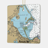Plymouth MA Nautical Chart Keramisch Ornament (Links)