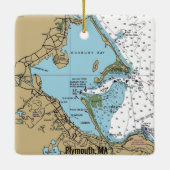 Plymouth MA Nautical Chart Keramisch Ornament (Achterkant)