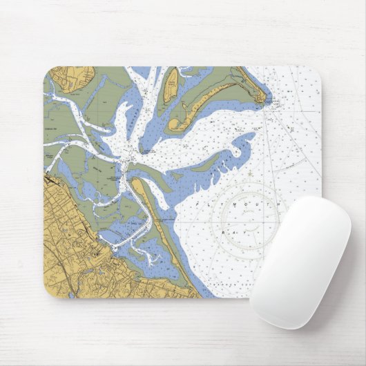 Plymouth MA Nautical Harbor Chart Mousepad Muismat (Met muis)