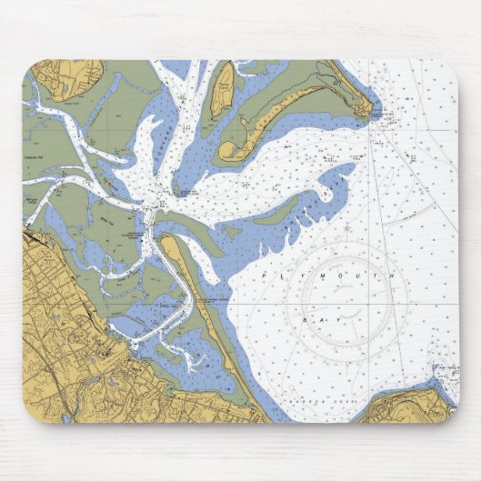 Plymouth MA Nautical Harbor Chart Mousepad Muismat (Voorkant)