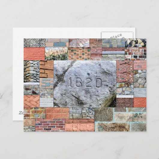 Plymouth MA Rocks en Bricks briefkaart (Voorkant / Achterkant)