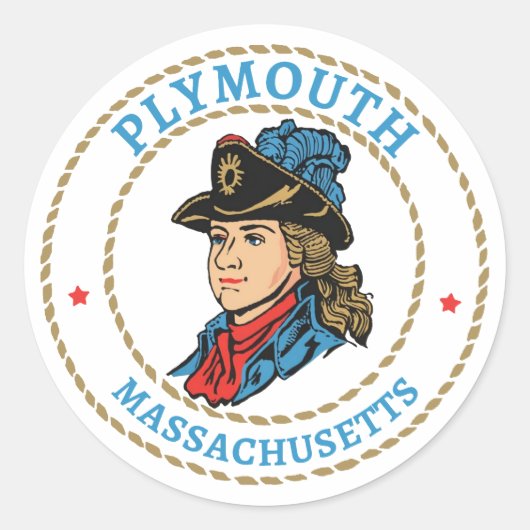 Plymouth Massachusetts Koloniaal Ronde Sticker (Voorkant)