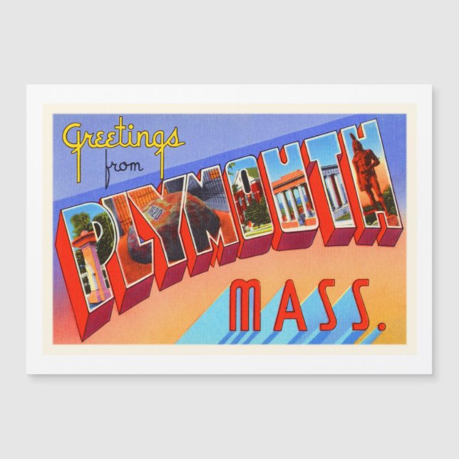 Plymouth Massachusetts MA Vintage Travel Souvenir (Voorkant)