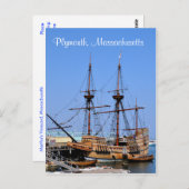 Plymouth Massachusetts Mayflower Ship Briefkaart (Voorkant / Achterkant)