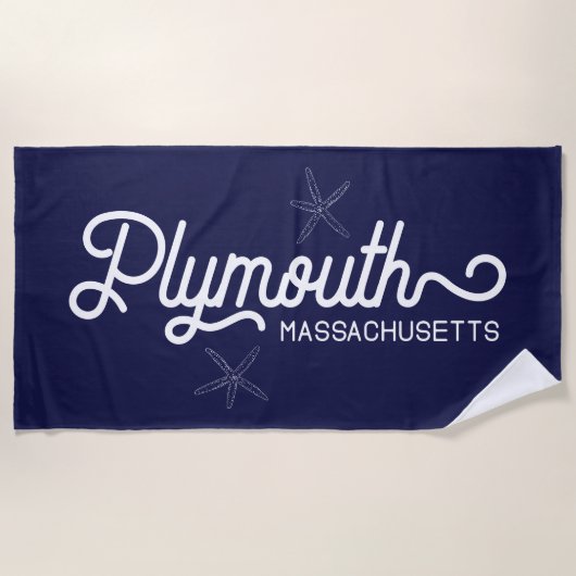Plymouth Massachusetts Nautical Beach Towel Strandlaken (Voorkant)