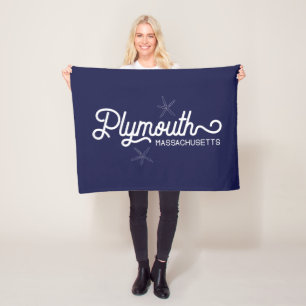 Plymouth Massachusetts Nautical Fleece Blanket Deken