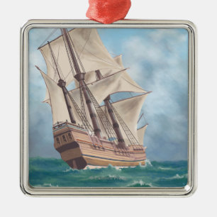 Plymouth, MassachusettsView of the Mayflower Metalen Ornament