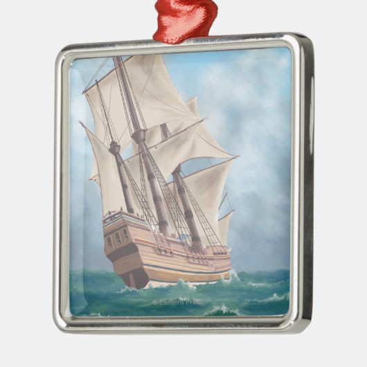 Plymouth, MassachusettsView of the Mayflower Metalen Ornament (Links)