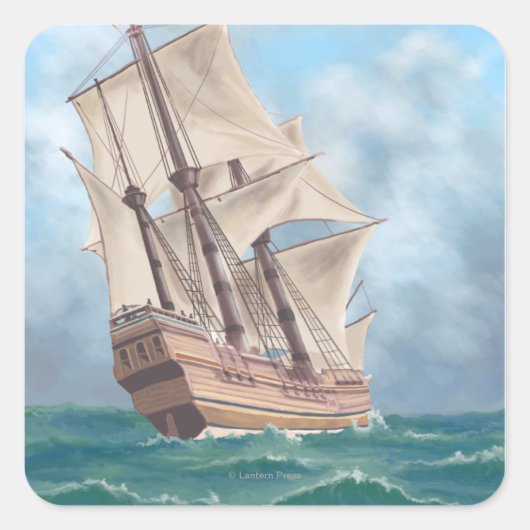 Plymouth, MassachusettsView of the Mayflower Vierkante Sticker (Voorkant)