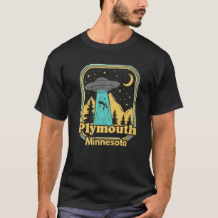 Plymouth Minnesota Ufo Alien Hunter 80s Retro Stat T-shirt