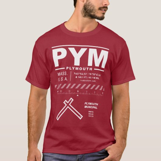 Plymouth Municipal Airport PYM T-shirt (Voorkant)