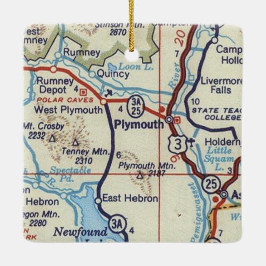 Plymouth NH Map Keramisch Ornament (Achterkant)