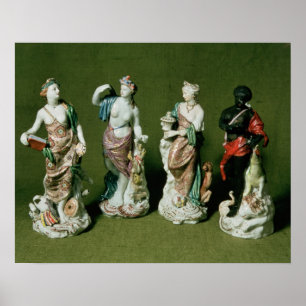Plymouth porcelain cijfers op de vier continenten poster