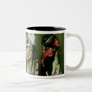 Plymouth porcelain cijfers op de vier continenten tweekleurige koffiemok