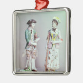 Plymouth porcelain shepherd en herderdess metalen ornament (Links)