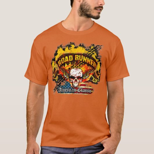 Plymouth Road Runner - Burnout Banner Skull Flag T-shirt (Voorkant)