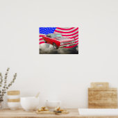 Plymouth Roadrunner And American Flag Poster (Keuken)