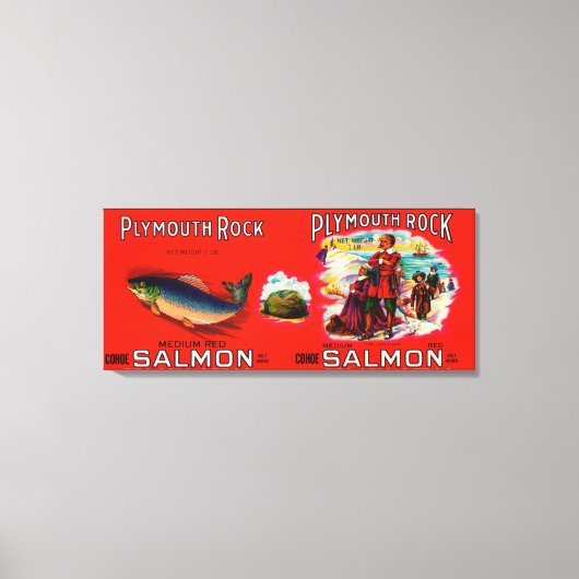 Plymouth Rock Brand Salmon Label Canvas Afdruk (Voorkant)