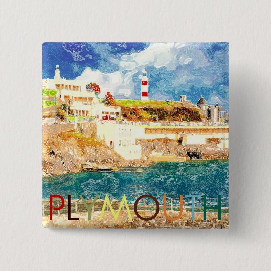 Plymouth Vierkante Button 5,1 Cm (Voorkant)