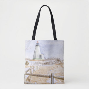 Plymouther vuurtoren aquarel tote bag
