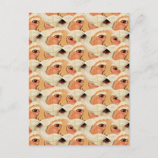Plywood Santa Face Seamless Pattern Feestdagenkaart (Voorkant)