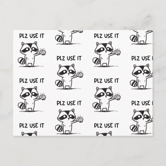 plz gebruik het - grappige racoon sarcastisch briefkaart (Voorkant)