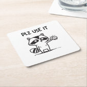 plz gebruik het - grappige racoon sarcastisch kartonnen onderzetters (Schuin)