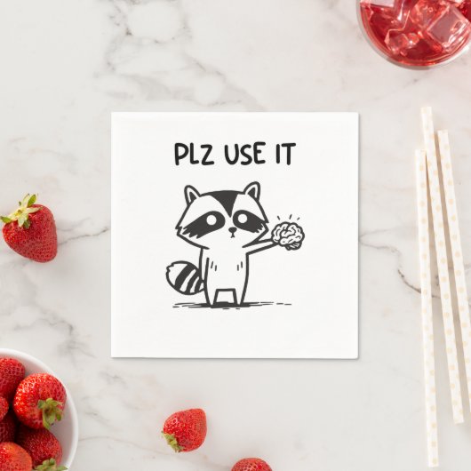 plz gebruik het - grappige racoon sarcastisch servet (Insitu)