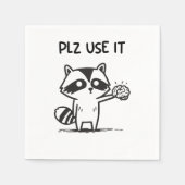 plz gebruik het - grappige racoon sarcastisch servet (Voorkant)
