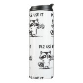 plz gebruik het - grappige racoon sarcastisch thermosbeker (Gedraaid links)