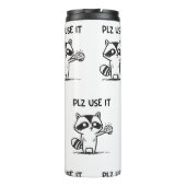 plz gebruik het - grappige racoon sarcastisch thermosbeker (Achterkant)