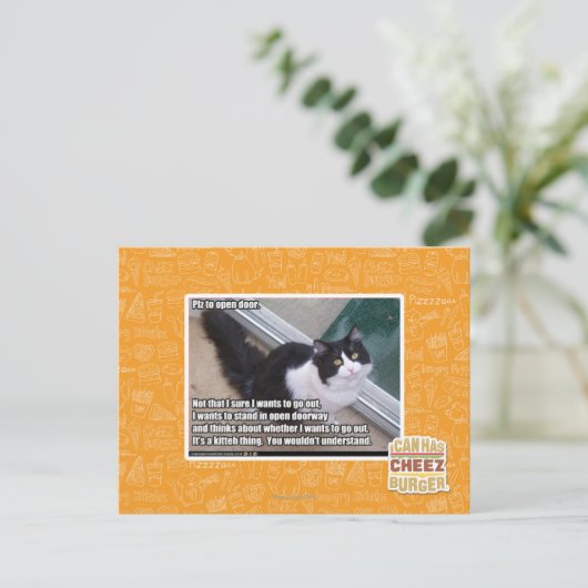 Plz om de deur te openen briefkaart (Staand voorkant)