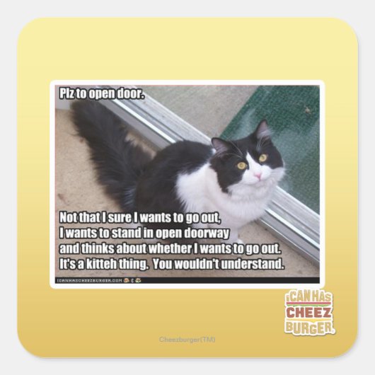 Plz om de deur te openen vierkante sticker (Voorkant)