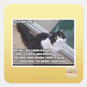 Plz om de deur te openen vierkante sticker