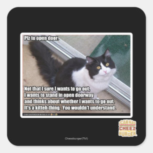 Plz om de deur te openen vierkante sticker