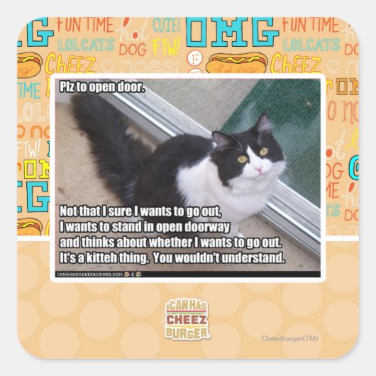 Plz om de deur te openen vierkante sticker (Voorkant)