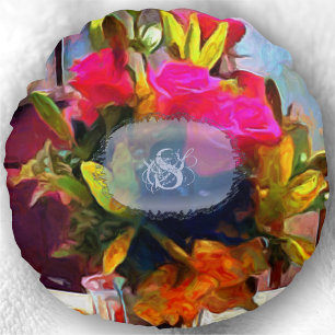 PM0001 van de bloemen van Monogram Love Rond Kussen
