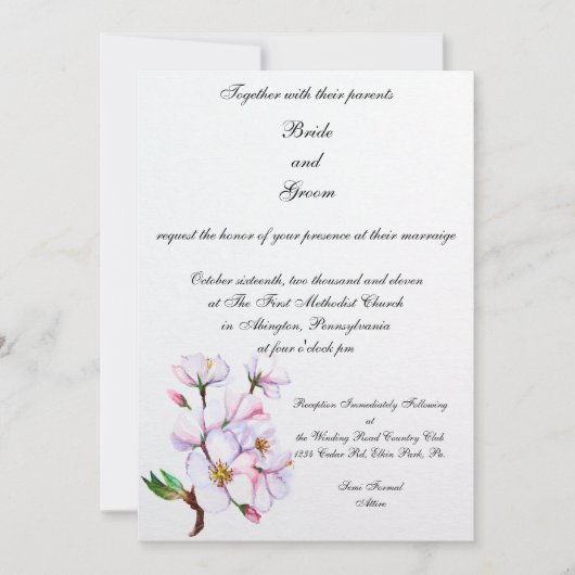 PMACarlson Cherry Blossom Wedding Uitnodiging (Voorkant)