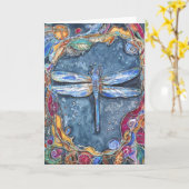 PMACarlson Copper Dragonfly Card Kaart (Gele Bloem)