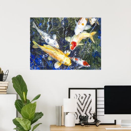 PMACarlson Koi, Deep Blue Poster (Thuiskantoor)