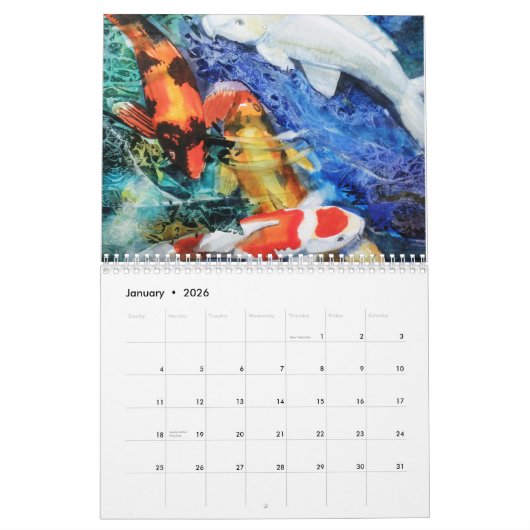PMACarlson Koi Waterverf Calender Kalender (Jan 2026)