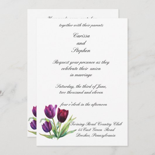PMACarlson Tulips Wedding Uitnodiging (Voorkant / Achterkant)